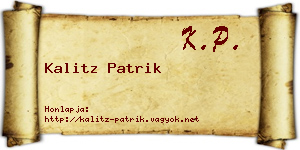Kalitz Patrik névjegykártya